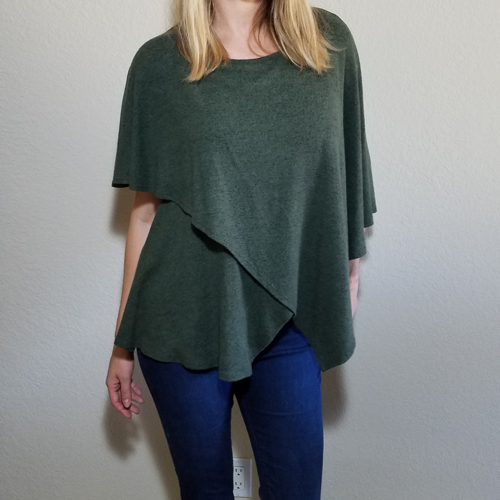 PROMESA HUNTER GREEN BATWING DRAPE SWEATER SMALL - Picture 7 of 7